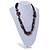 Wood and Ceramic Cluster Bead Brown Cord Chunky Asymmetrical Necklace - 60cm L - view 2