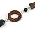 Long Brown Wood and Black Ceramic Bead with Olive Cotton Cords Necklace - 80cm L - view 3