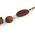 Long Brown Wood and Black Ceramic Bead with Olive Cotton Cords Necklace - 80cm L - view 5