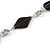 Black Ceramic and Silver Tone Wire Element Black Faux Leather Cord Necklace - 76cm L - view 4