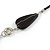 Black Ceramic and Silver Tone Wire Element Black Faux Leather Cord Necklace - 76cm L - view 5