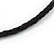 Brown Ceramic and Silver Tone Wire Element Black Faux Leather Cord Necklace - 76cm L - view 5