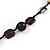 Statement Ceramic/ Wood Bead and Metal Ring Cotton Cord Long Necklace ( Brown, Plum) - 96cm L - view 5