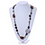Statement Ceramic/ Wood Bead and Metal Ring Cotton Cord Long Necklace ( Brown, Plum) - 96cm L - view 2