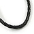 Brown/ Natural Wood and Silver Tone Wire Element Black Faux Leather Cord Necklace - 74cm L - view 6