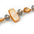 Long Sandy Brown/ Light Grey Shell Nugget and Glass Crystal Bead Necklace - 110cm L - view 4