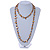 Long Sandy Brown/ Light Grey Shell Nugget and Glass Crystal Bead Necklace - 110cm L - view 2