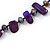 Long Purple/ Violet Shell Nugget and Glass Crystal Bead Necklace - 110cm L - view 3