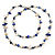 Long Blue/ Off White Shell Nugget and Glass Crystal Bead Necklace - 110cm L - view 5
