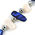 Long Blue/ Off White Shell Nugget and Glass Crystal Bead Necklace - 110cm L - view 4