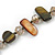 Long Olive Green/ Brown Shell Nugget and Glass Crystal Bead Necklace - 110cm L - view 3