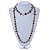 Long Olive Green/ Brown Shell Nugget and Glass Crystal Bead Necklace - 110cm L - view 2