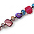 Long Multicoloured Shell Nugget and Glass Crystal Bead Necklace (Purple/ Blue/ Magenta/ Plum) - 116cm L - view 4