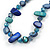 Long Blue/ Teal Green Shell Nugget and Glass Crystal Bead Necklace - 110cm L - view 4