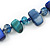 Long Blue/ Teal Green Shell Nugget and Glass Crystal Bead Necklace - 110cm L - view 5