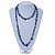Long Blue/ Teal Green Shell Nugget and Glass Crystal Bead Necklace - 110cm L - view 3