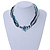 Multistrand Glass Bead Necklace (Light Blue, Hematite, Transparent) - 44cm L - view 3