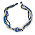 Multistrand Glass Bead Necklace (Electric Blue, Hematite, Transparent) - 44cm L - view 3