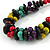 Chunky Multicoloured Round and Coin Wood Bead Cotton Cord Necklace - 46cm Long - view 3