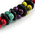 Chunky Multicoloured Round and Coin Wood Bead Cotton Cord Necklace - 46cm Long - view 4