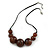 Brown Resin Bead Black Faux Suede Cord Necklace - 46cm L/ 3cm Ext