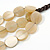 Layered Light Yellow Resin Bead Brown Cotton Cord Necklace - 40cm Long - view 5