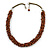 Statement Chunky Brown Cluster Bead with Olive Cord Necklace - 50cm L