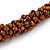 Statement Chunky Brown Cluster Bead with Olive Cord Necklace - 50cm L - view 3