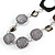 Brown/ Grey Acrylic Wood Bead Black Cord Cotton Necklace - 74cm Long - view 3