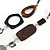 Brown/ Grey Acrylic Wood Bead Black Cord Cotton Necklace - 74cm Long - view 4