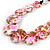 Brown/ Pink/ White Wood Beaded Necklace - 55cm Long - view 3