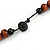 Brown/ Pink/ White Wood Beaded Necklace - 55cm Long - view 5