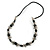 Black Ceramic and Metal Bead Black Faux Leather Cord Necklace - 66cm L