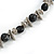 Black Ceramic and Metal Bead Black Faux Leather Cord Necklace - 66cm L - view 4