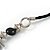 Black Ceramic and Metal Bead Black Faux Leather Cord Necklace - 66cm L - view 5