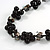 Black Round Ceramic Bead and Grey Shell Nugget Faux Leather Cord Necklace - 70cm L - view 3