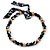 Stunning Wood Bead with Fabric Detailing Necklace (Natural, Black, Blue) - 60cm Long - view 2
