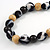 Stunning Wood Bead with Fabric Detailing Necklace (Natural, Black, Blue) - 60cm Long - view 4