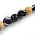 Stunning Wood Bead with Fabric Detailing Necklace (Natural, Black, Blue) - 60cm Long - view 5