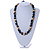Stunning Wood Bead with Fabric Detailing Necklace (Natural, Black, Blue) - 60cm Long - view 3