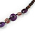 Wood, Ceramic Beaded Long Necklace (Purple, Plum, Brown) - 80cm L - view 3
