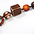 Geometric Wood Bead Cotton Cord Necklace In Brown - 76cm L - view 4