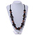 Statement Chunky Resin, Wood Bead with Cotton Cord Long Necklace (Brown/ Black) - 80cm Long - view 2