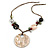 Large Mother of Pearl Penant with Brown Beaded Cords Necklace - 60cm L/ 7cm Pendant