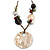 Large Mother of Pearl Penant with Brown Beaded Cords Necklace - 60cm L/ 7cm Pendant - view 3