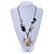 Large Mother of Pearl Penant with Brown Beaded Cords Necklace - 60cm L/ 7cm Pendant - view 2