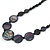 Black Glass Bead, Grey Shell Component Necklace - 44cm L/ 5cm Ext - view 2
