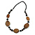 Brown/ Black Ceramic/ Wood Bead Black Faux Leather Cord Necklace - 78cm L
