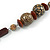 Geometric Wood, Ceramic Bead with Silver Wire Element Black Faux Leather Cord Necklace (Black/ Brown) - 78cm L - view 3