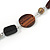 Geometric Wood, Ceramic Bead with Silver Wire Element Black Faux Leather Cord Necklace (Black/ Brown) - 78cm L - view 5